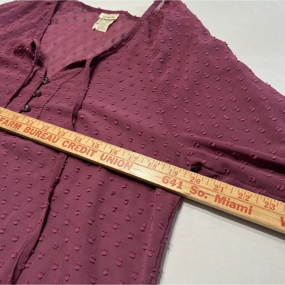 Matilda Jane Ari Swiss Dot‎ Semi Sheer Lightweight Long Sleeve Top Womens Medium - Picture 5 of 7